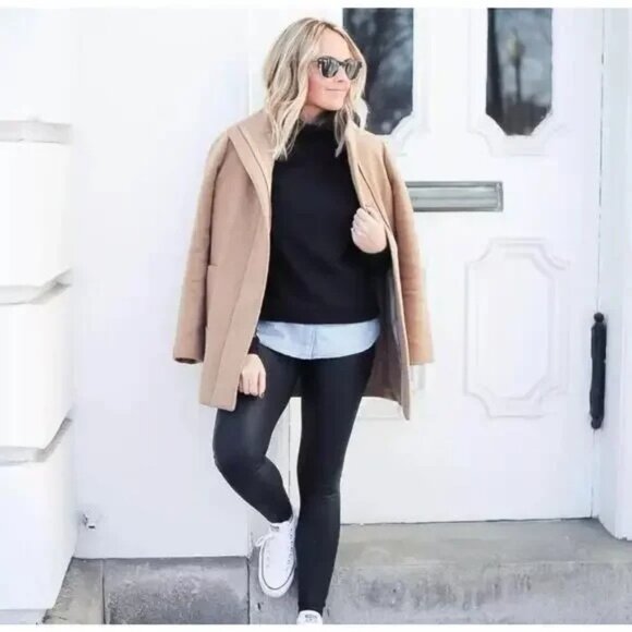 J. Crew Tan Beige wool blend City Coat mid small - Picture 1 of 7